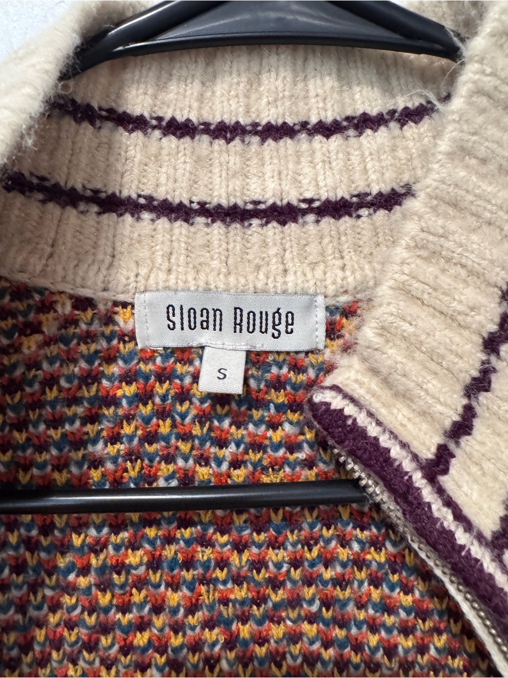 Shawl-Collar Fair Isle Zip Sweater Jacket - Multi/Beige - Picture 3 of 3